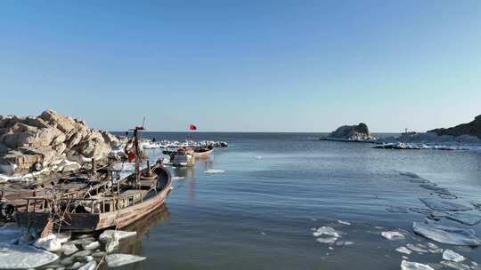 北戴河海天一色海冰航拍