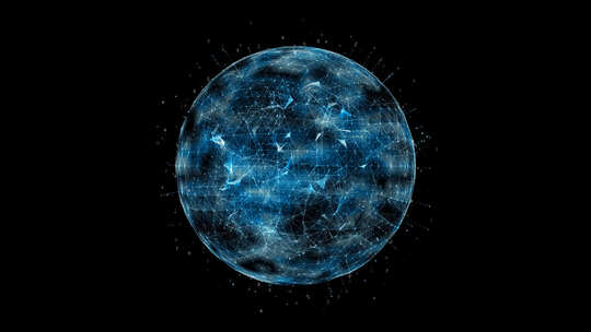 科技点线粒子蓝色能量球带透明通道
