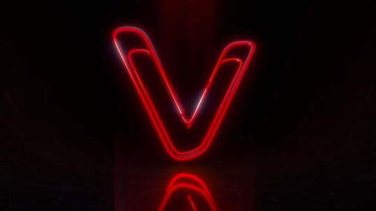 彩色霓虹灯字母V循环动画。