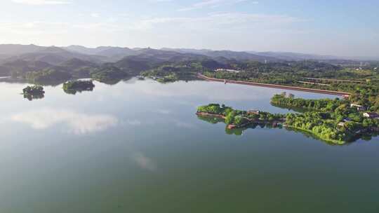 成都东部新区简阳三岔湖水库三岔湖景区航拍