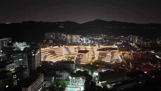 福建厦门大学艺术学院夜景航拍