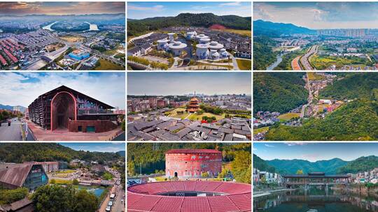 景德镇标志性建筑航拍高清在线视频素材下载