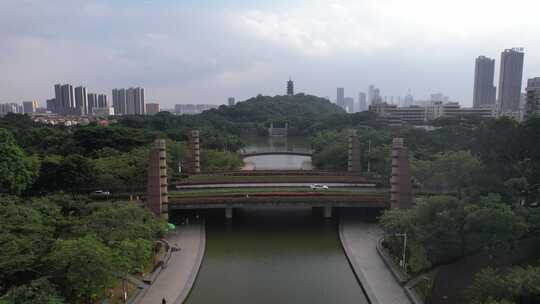 广东佛山千灯湖城市风光航拍