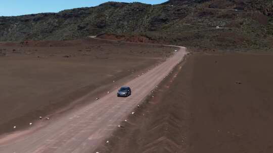 火山，火山口，道路，汽车