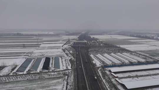 航拍城市雪景 石家庄 交通