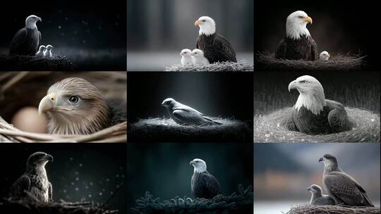 雄鹰守护幼崽成长 鸟巢哺育生命的伟大瞬间高清在线视频素材下载