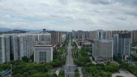 广西玉林城市建设广场东路航拍