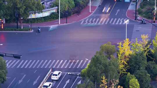 城市十字路口交通车流延时