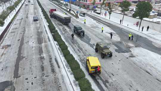 冰雪灾害航拍素材