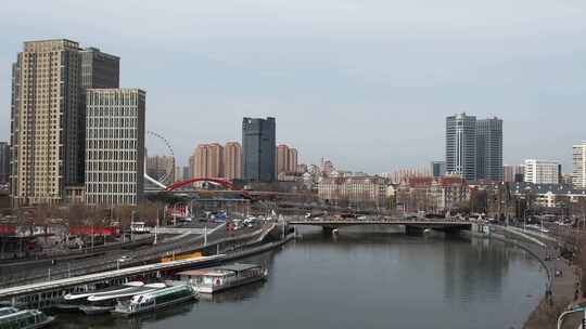 天津海河风景线古文化街码头城市风光航拍