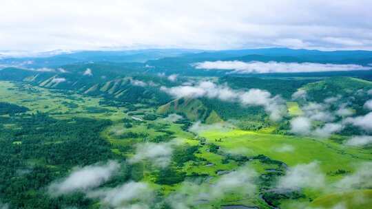 高山湿地哈乌尔河  九曲十八弯河流