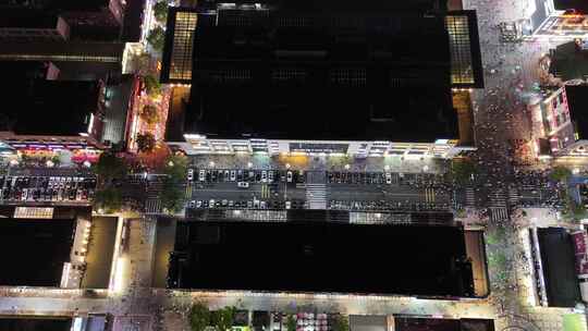 深圳大浪商业圈步行街夜景人流航拍