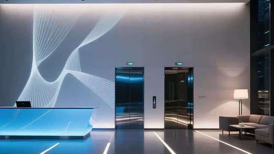 现代风格办公大厅前台场景