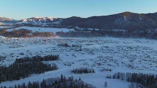 新疆北疆阿勒泰喀纳斯冬季雪景童话世界航拍