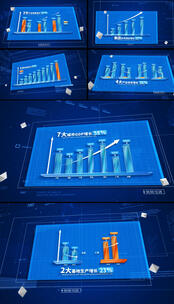 蓝色科技企业数据柱状图展示AE模板高清AE视频素材下载