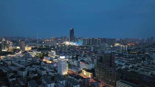 4K航拍昆山城市日落夜景风光