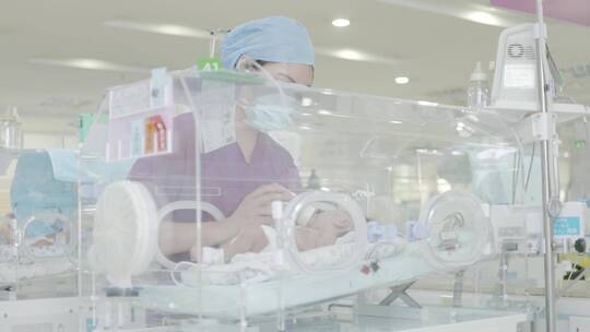 儿童医院新生儿科新生儿保温箱吃奶护士喂奶视频素材模板下载