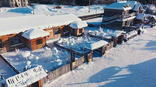 中国雪乡雪景航拍