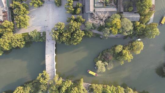 航拍公园溪流石桥视频素材模板下载