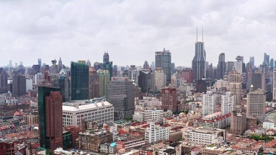 航拍上海城市高空高楼大厦前进穿梭02