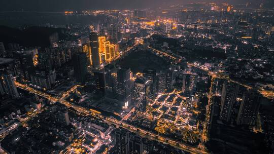 8K广东珠海城市全景风光夜景黑金延时视频素材模板下载