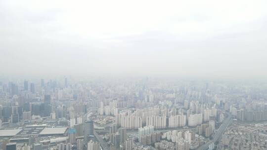 上海雾霾天4K航拍
