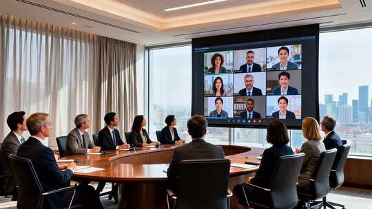 商务人士会议室视频会议场景