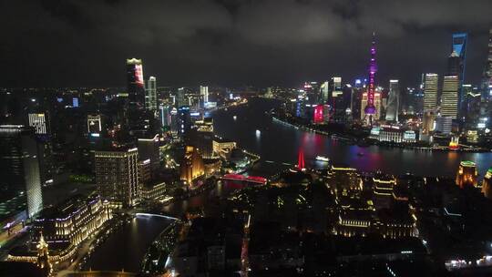 上海外滩陆家嘴三件套4K夜景合集视频素材模板下载