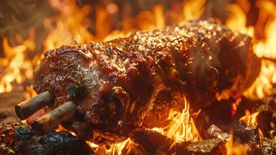 火焰上烤制的牛排