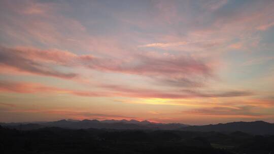 日落晚霞夕阳火烧云航拍视频素材模板下载