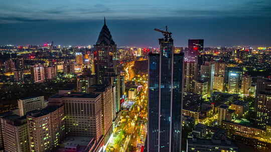 新疆乌鲁木齐城市夜景航拍