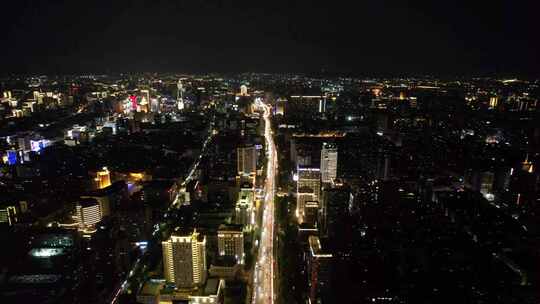 航拍浙江杭州城市夜景交通夜景