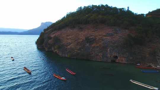 4K唯美大气云南泸沽湖航拍泸沽湖