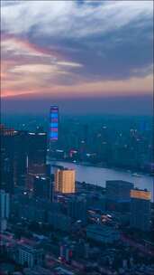 上海_CBD_上海亮灯_城市亮灯_CBD亮灯_航拍延时_竖屏