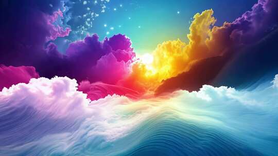 艺术云彩 五彩祥云 色彩艺术 舞台背景