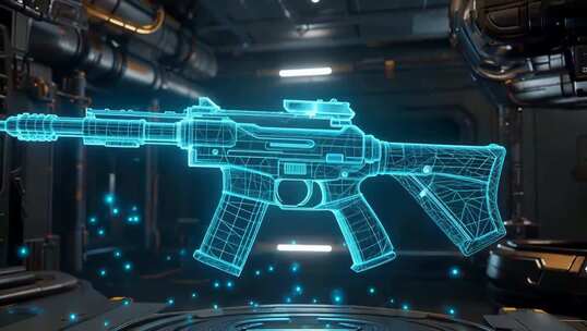 科幻风格3D全息枪械展示