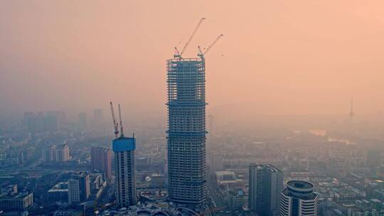 城市摩天楼建造 城市雾霾天气