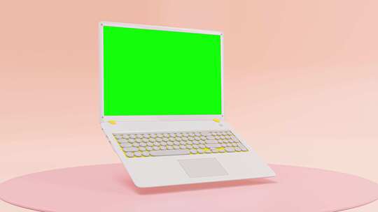现代化空间和绿幕的笔记本电脑