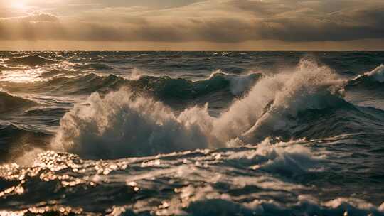 海浪翻滚浪花波涛汹涌乘风破浪海洋巨浪