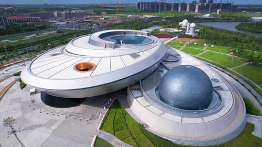 上海临港新城上海天文馆航拍风光视频素材模板下载