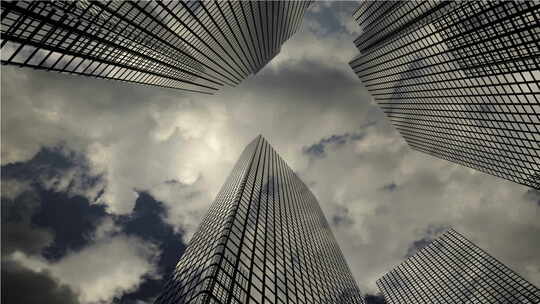 云景与摩天大楼的剪影