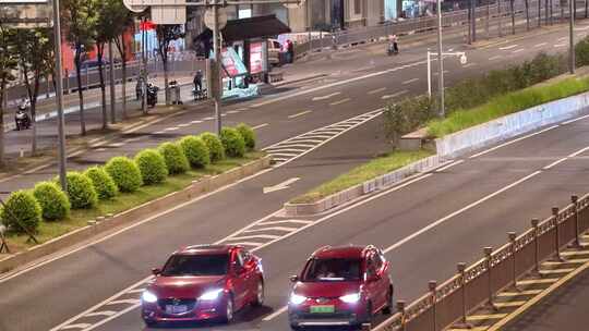 夜晚快速路隧道口车流马路行车亮化