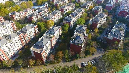 航拍陕西城市现代化发展建筑