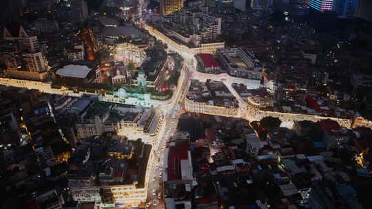 厦门夜景中山路双子塔中华城街道