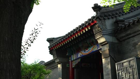 北京四合院历史建筑门楼大门视频素材模板下载