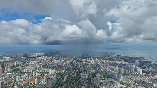 广西北海雨瀑极端天气航拍