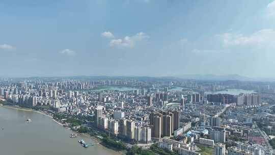 鄂州城市建筑风光航拍鄂州市鄂城区城市宣传
