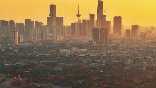 辽宁沈阳故宫古今同框大气城市风景航拍