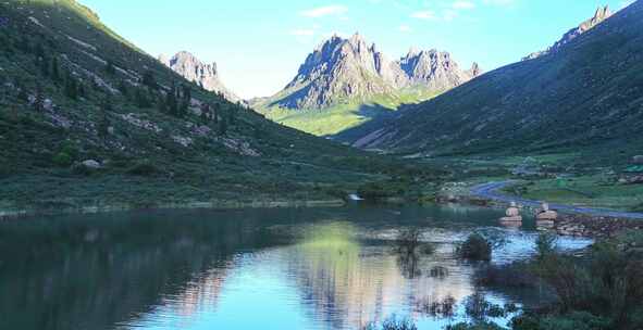 延时川西旅游莲宝叶则高原湖泊自然风景