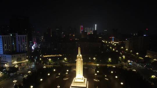 江西南昌八一广场八一大道夜景灯光航拍